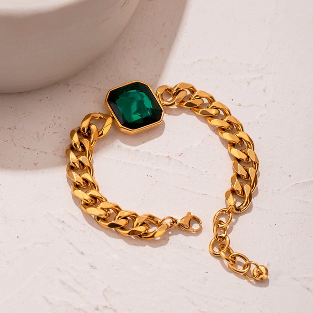 Pulseira Rich Pedra Verde Esmeralda Banho Ouro 18k Pulseira Rich Pedra Verde Esmeralda Banho Ouro 18k Minha loja