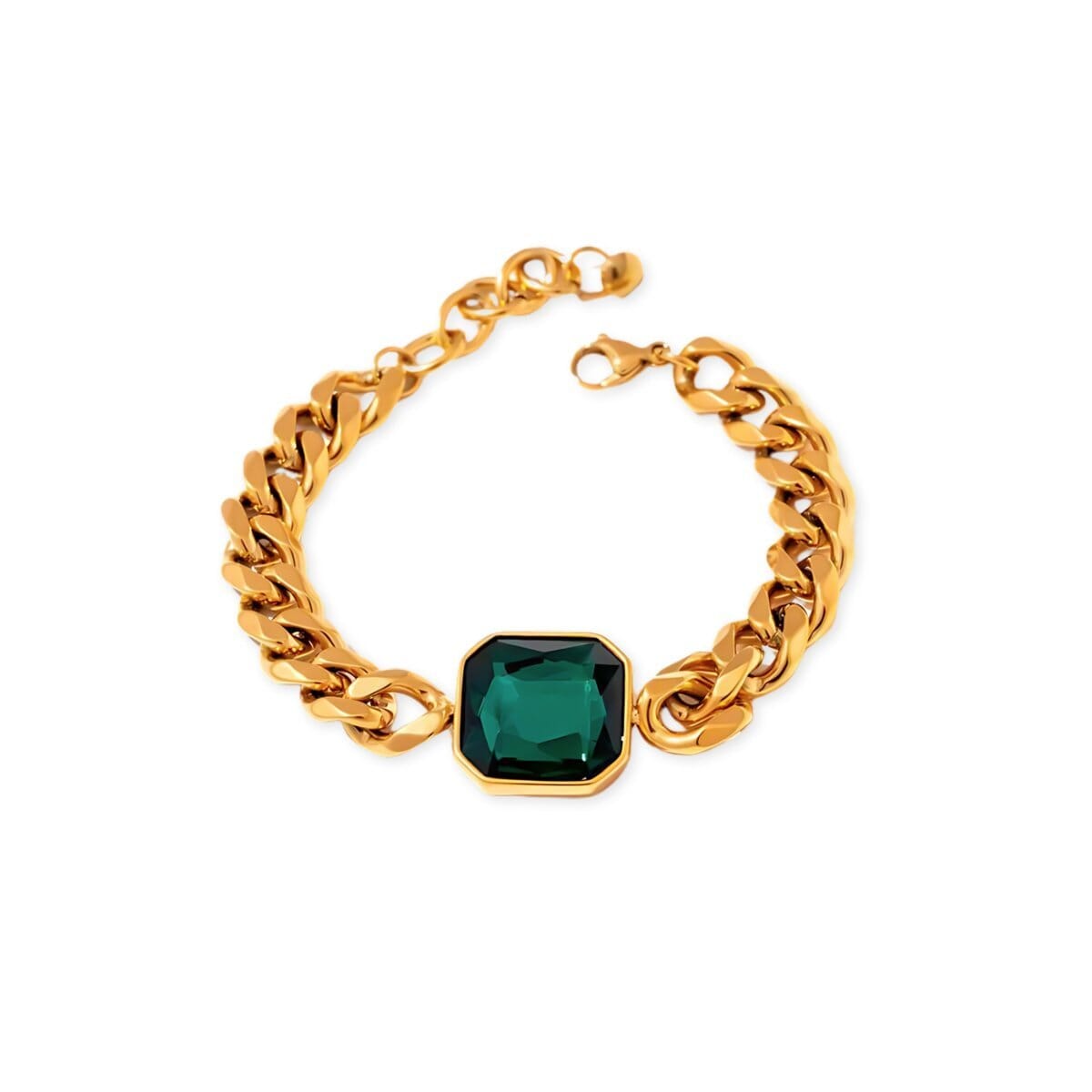 Pulseira Rich Pedra Verde Esmeralda Banho Ouro 18k Pulseira Rich Pedra Verde Esmeralda Banho Ouro 18k Minha loja Ouro