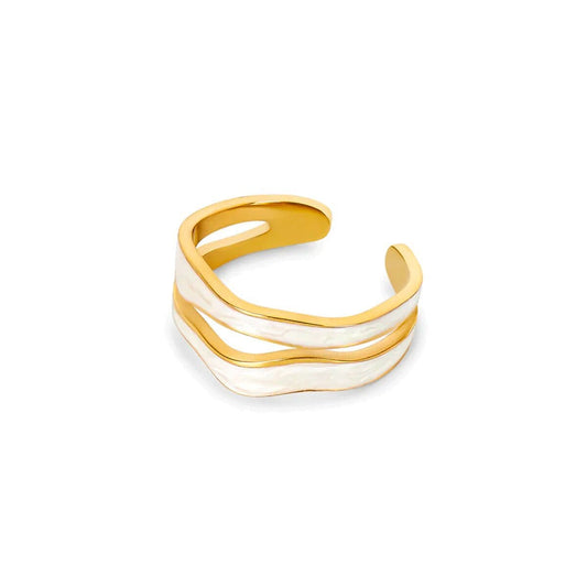 Anel Abstrato Madrepérola Ajustável Banho em Ouro 18k Anel Abstrato Madrepérola Ajustável Banho em Ouro 18k Minha loja Ouro Ajustável 
