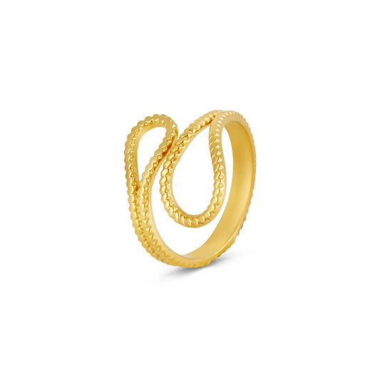 Anel Ajustável Ava Abstrato Banhado em Ouro 18K Anel Ajustável Minha loja Ouro 