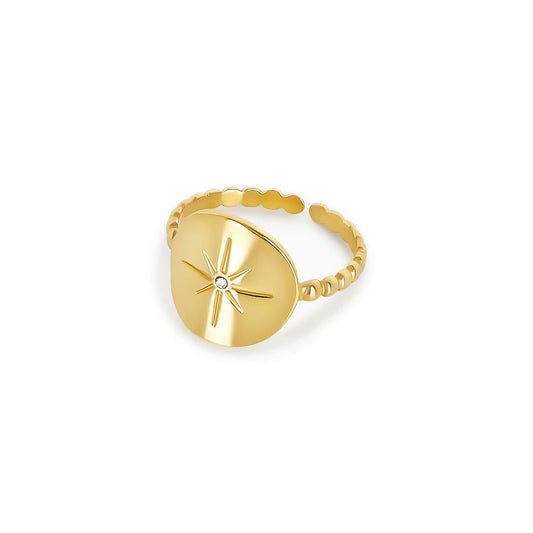 Anel Ajustável Estrela Náutica Banhado em Ouro 18k Anel Ajustável Estrela Náutica Banhado em Ouro 18k Minha loja Ouro Ajustável 