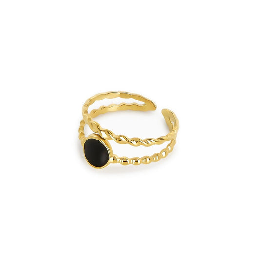 Anel Ajustável Ônix Banhado em Ouro 18k Anel Love Ajustável Banhado em Ouro 18k Minha loja Ouro Ajustável 