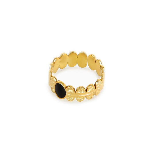 Anel Ajustável Pedra Ônix Banhado em Ouro 18k Anel Ajustável Pedra Ônix Banhado em Ouro 18k Minha loja Ouro Ajustável 