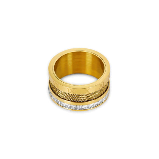 Anel Arame e Cristais Banhado em Ouro 18k Anel Arame e Cristais Banhado em Ouro 18k Minha loja 