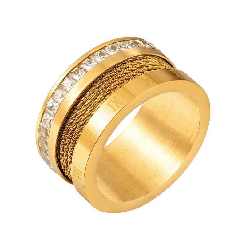 Anel Arame e Cristais Banhado em Ouro 18k Anel Arame e Cristais Banhado em Ouro 18k Minha loja Ouro 14 