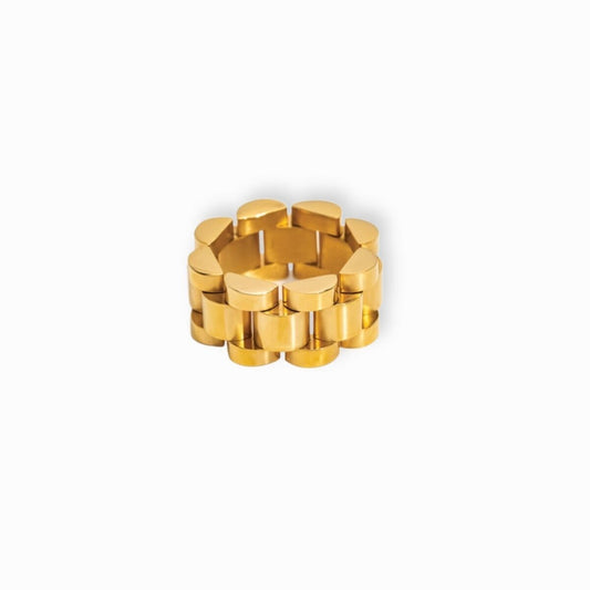Anel Beauty Largo Elos Minimalista Banhado em Ouro 18k Anel Beauty Largo Elos Minimalista Ouro 18k Minha loja Ouro 14 