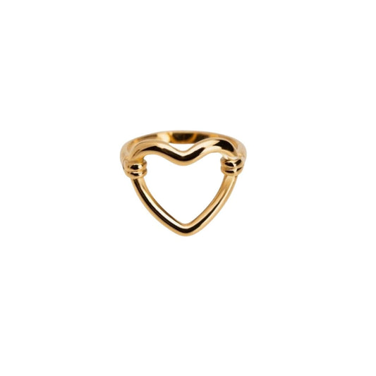 Anel Coração Vazado Banhado em Ouro 18k Anel Amor Coração Banhado em Ouro 18K Minha loja Ouro 14 
