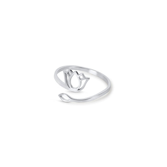 Anel Flor de Lótus - Prata Anel Flor de Lótus Banhado em Ouro 18K - Prata Minha loja Prata Ajustável