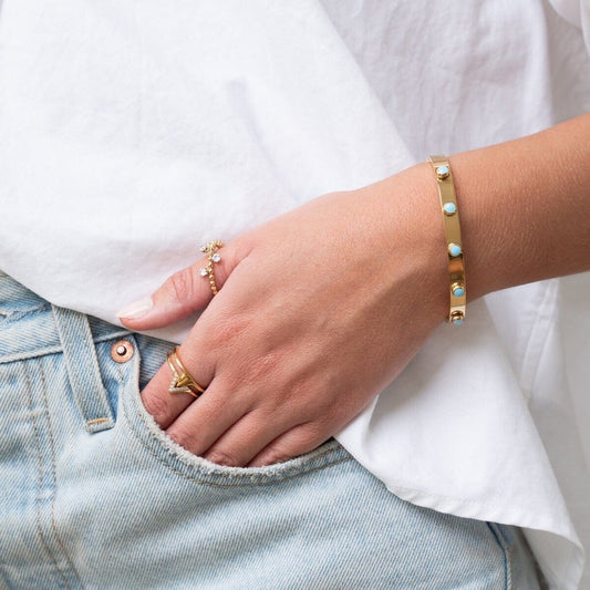 Bracelete Aqua Stone Banhado em Ouro 18K Bracelete Aqua Stone Banhado em Ouro 18K Minha loja 