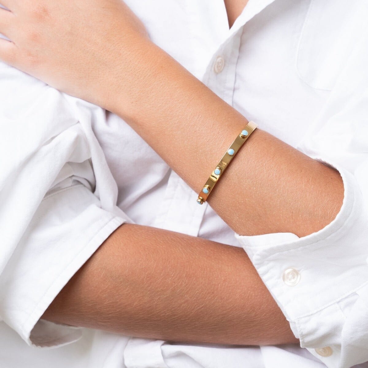 Bracelete Aqua Stone Banhado em Ouro 18K Bracelete Aqua Stone Banhado em Ouro 18K Minha loja 