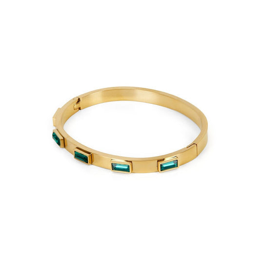 Bracelete Cristais Navete Verde Banhado em Ouro 18K Bracelete Cristais Navete Verde Banhado em Ouro 18K Minha loja 17cm 
