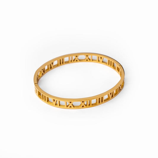 Bracelete Numeral Romanos Banhado em Ouro 18K Bracelete Algarismos Vazados Banhado em Ouro 18K Minha loja Ouro 18cm 