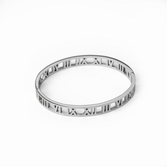 Bracelete Numeral Romanos - Prata Bracelete Algarismos Vazados Banhado em Ouro 18K - Prata Minha loja Prata 18cm 
