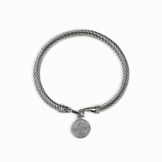 Bracelete Pingente São Bento - Prata Bracelete Pingente São Bento Banhado em Ouro 18K - Prata Minha loja 18cm