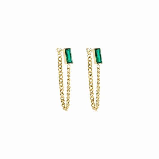 Brinco Corrente Elisabeth Zircônia Esmeralda Banhado em Ouro 18K Brinco Corrente Elisabeth Zircônia Esmeralda Banhado em Ouro 18K Minha loja Ouro 