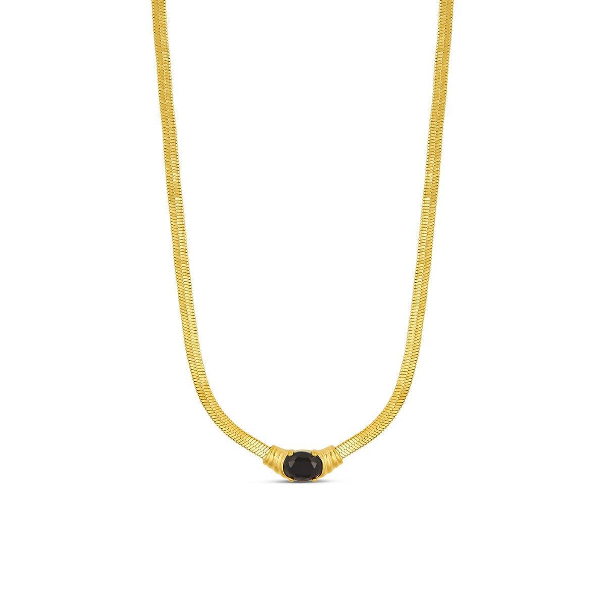Colar Malha Pedra Ônix Banhado em Ouro 18K Colar Malha Pedra Ônix Banhado em Ouro 18K Minha loja Ouro 