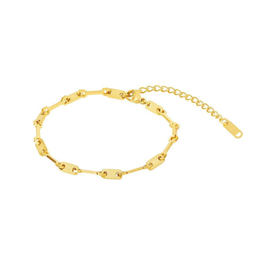 Pulseira Corrente Elos Tablet Banhada em Ouro 18K Pulseira Minha loja Ouro 