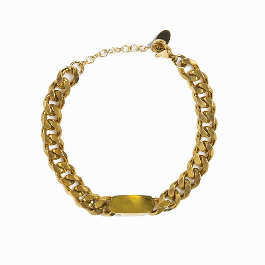 Pulseira de Corrente Pingente Retangular Banhada em Ouro 18k Pulseira de Corrente Pingente Retangular Banhada em Ouro 18k Minha loja 16cm 