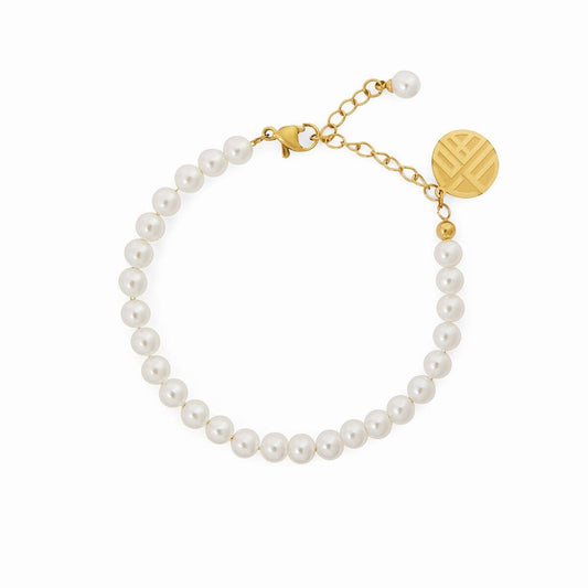 Pulseira de Pérolas Charm Banhada em Ouro 18K Pulseira de Pérolas Charm Banhada em Ouro 18K Minha loja 18cm 