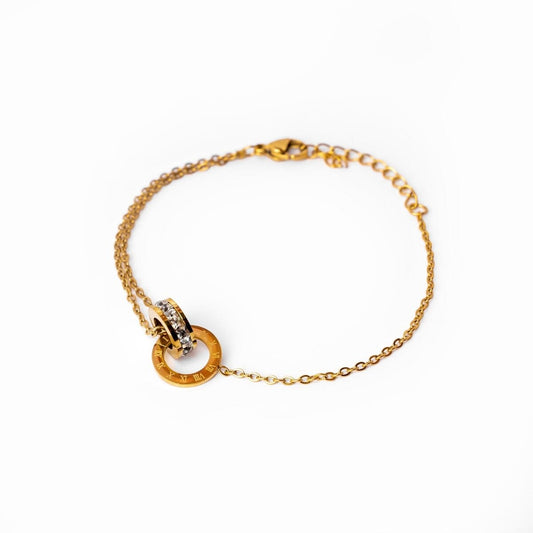 Pulseira Imperial Pedra Zircônia Banhado em Ouro 18K Pulseira Pingente Espiral Banhado em Ouro 18K Minha loja 15cm 