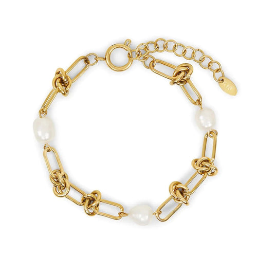 Pulseira Nó e Pérolas Banhado em Ouro 18k Pulseira Nó e Pérolas Banhado em Ouro 18k Minha loja Ouro 