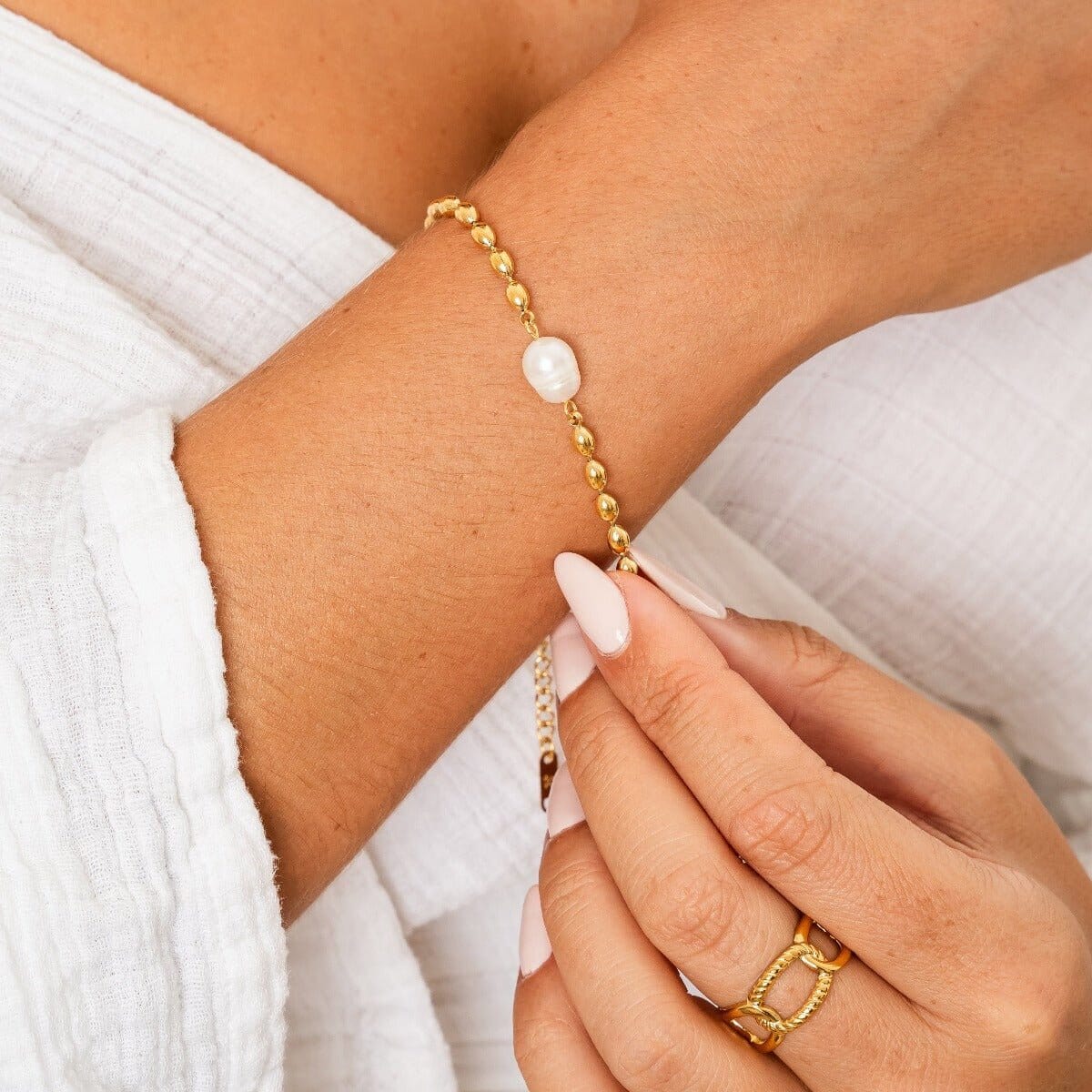 Pulseira Persia Pérola Banhado em Ouro 18k Pulseira Persia Pérola Banhado em Ouro 18k Minha loja 