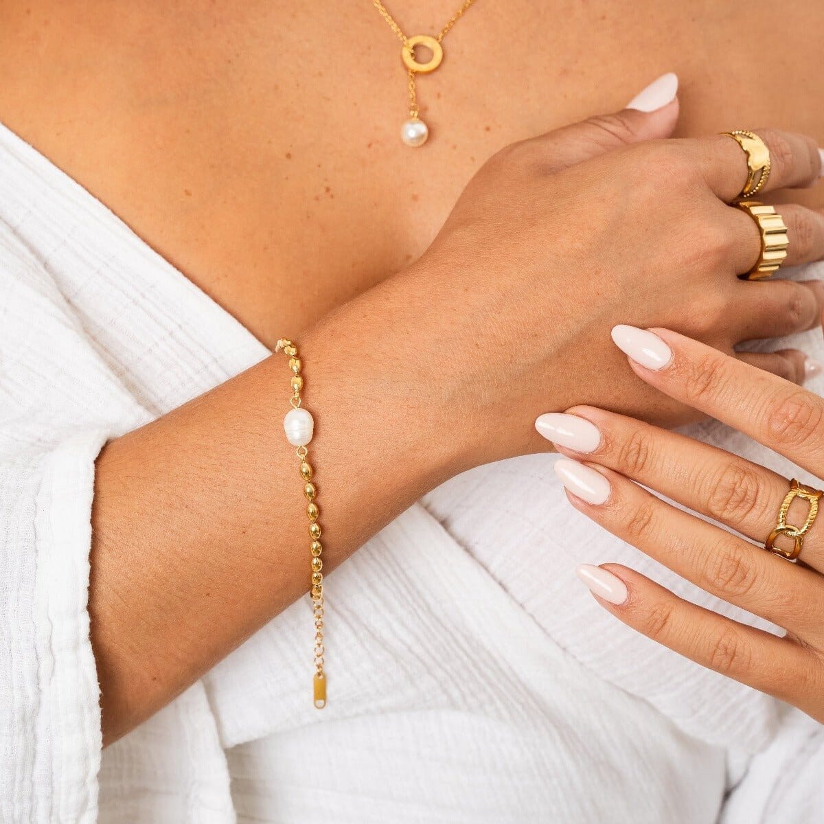 Pulseira Persia Pérola Banhado em Ouro 18k Pulseira Persia Pérola Banhado em Ouro 18k Minha loja 