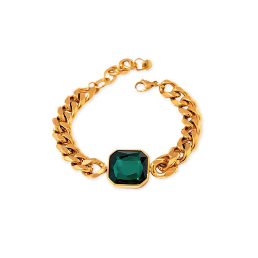Pulseira Rich Pedra Verde Esmeralda Banho Ouro 18k Pulseira Rich Pedra Verde Esmeralda Banho Ouro 18k Minha loja Ouro 