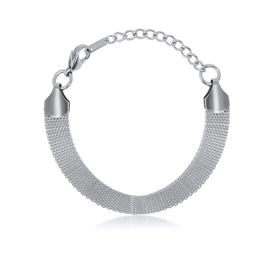 Pulseira Trama Lisa - Prata Pulseira Trama Lisa Banhada em Ouro 18K - Prata Minha loja 17cm 