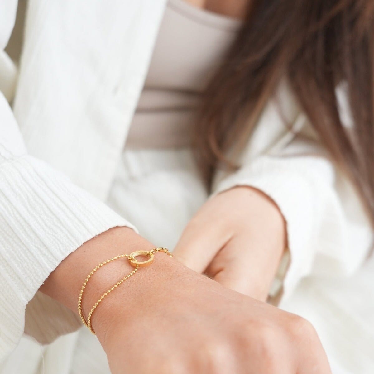Pulseira Une Banhada em Ouro 18k Pulseira Harmonia Pingente de Anel Banhada em Ouro 18k Minha loja 