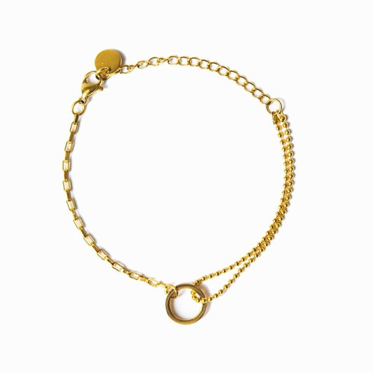 Pulseira Une Banhada em Ouro 18k Pulseira Harmonia Pingente de Anel Banhada em Ouro 18k Minha loja Ouro 16cm 