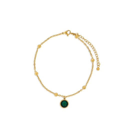 Tornozeleira Esmeralda Pingente Banhado em Ouro 18K Tornozeleira Esmeralda Pingente Banhado em Ouro 18K Minha loja Ouro 
